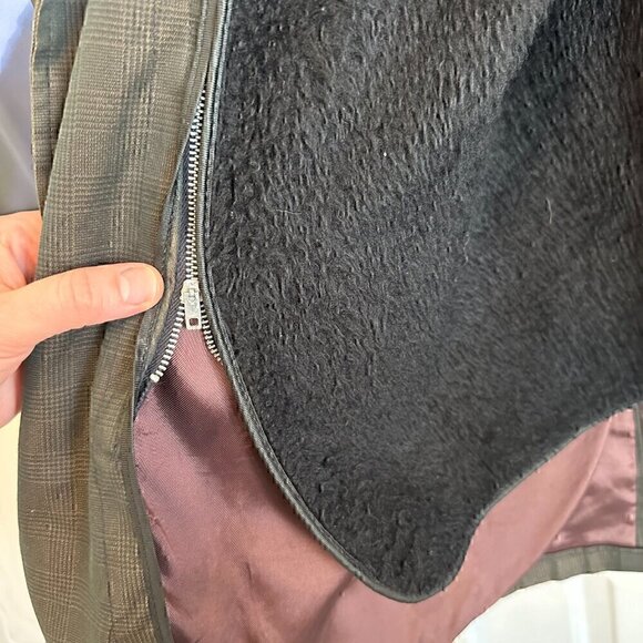 VINTAGE Brent brown black plaid trench coat 60s 70s retro outerwear jacket XXL - Picture 7 of 10